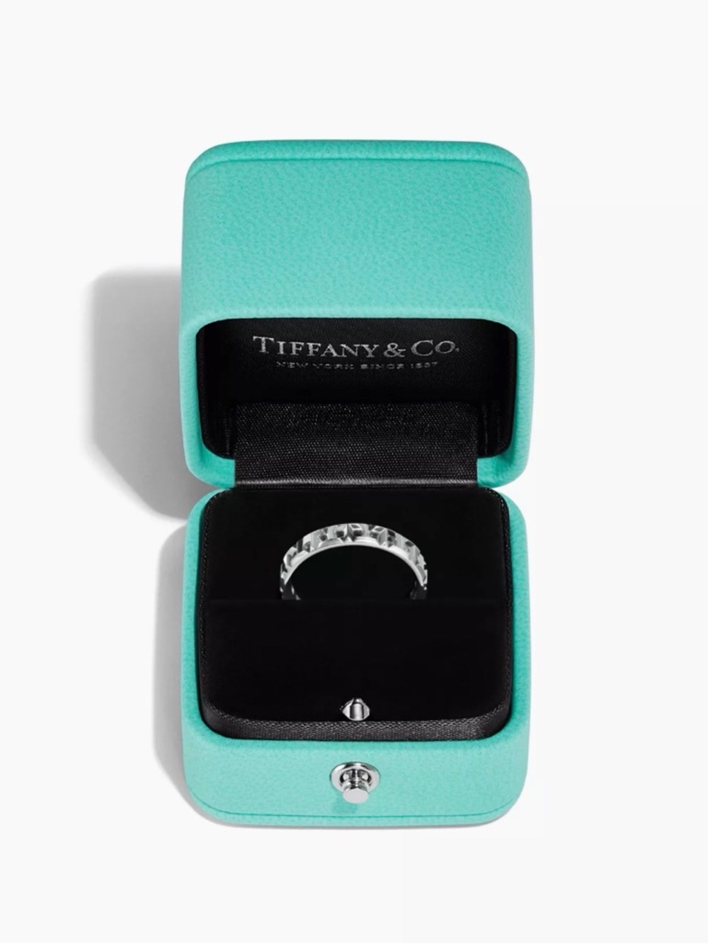 Tiffany T True Narrow Band Ring in 18K White Gold Size 8.5 3.5mm 3.2g EUC